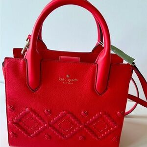 Kate Spade Small Meriweather Flynn Street Satchel Crossbody Red NWT Christmas